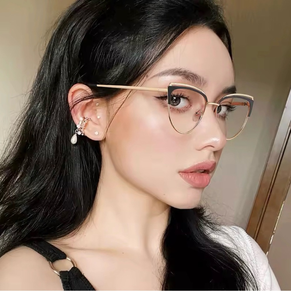 Classic Cat-eye Metal Multi-color Women's Photochromic Anti-blue Light Metal